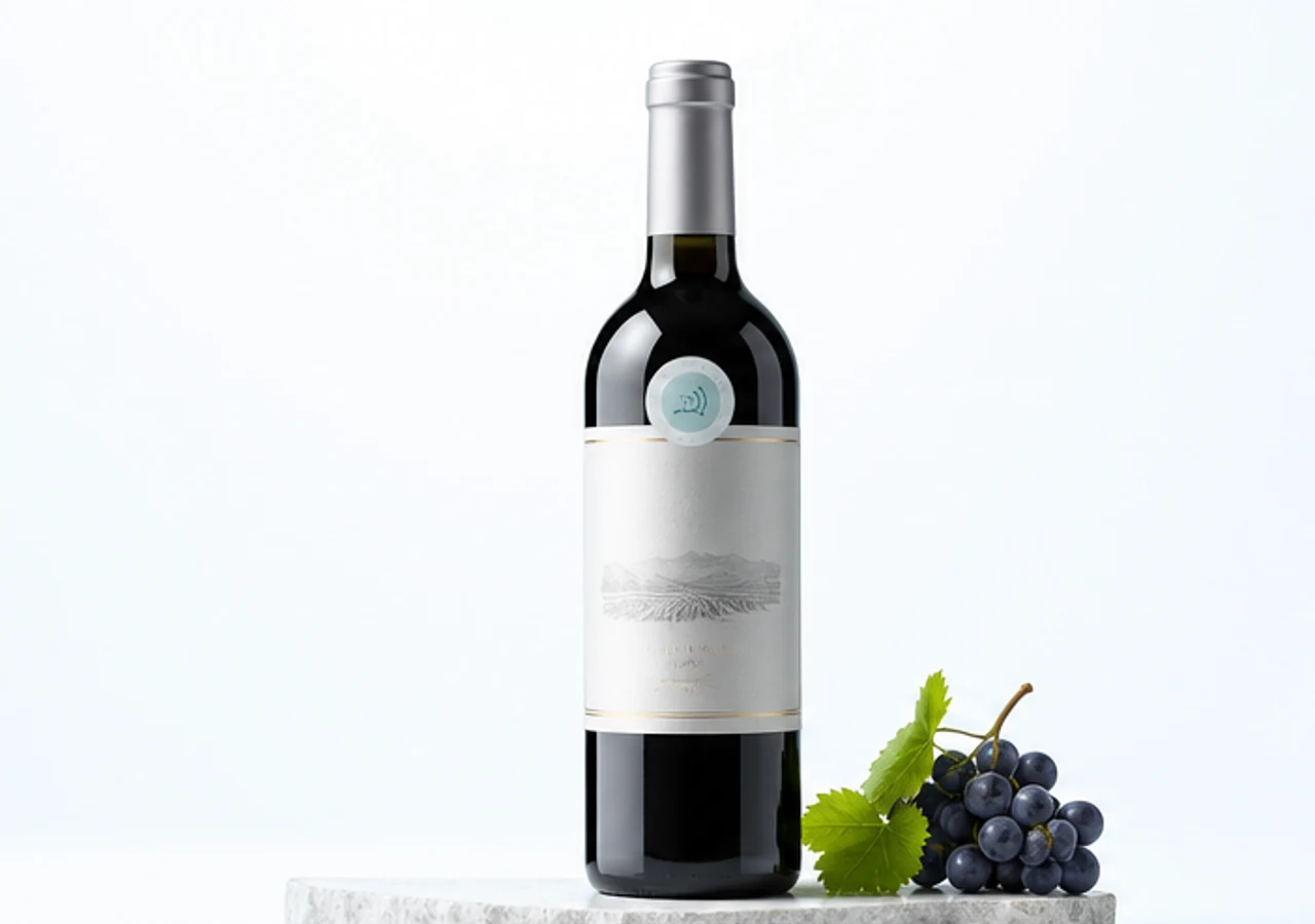 Botella premium de Vinos & Spirits con tag NFC nexID.